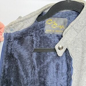 Vintage 70s Cal Craft Wool Bomber Jacket Grey Men's M Medium Made in USA